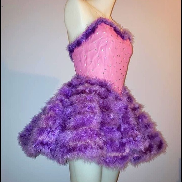Unique Vintage Marabou Feather & Diamond Dress - Picture 1 of 10